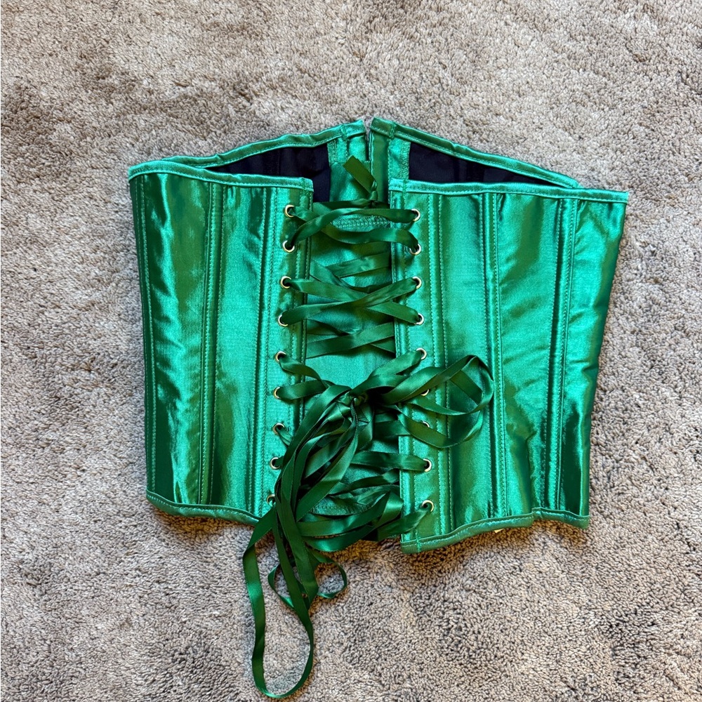 Green Satin Underbust Corset - Women Intimates & Shapewear - Picture 2 of 2